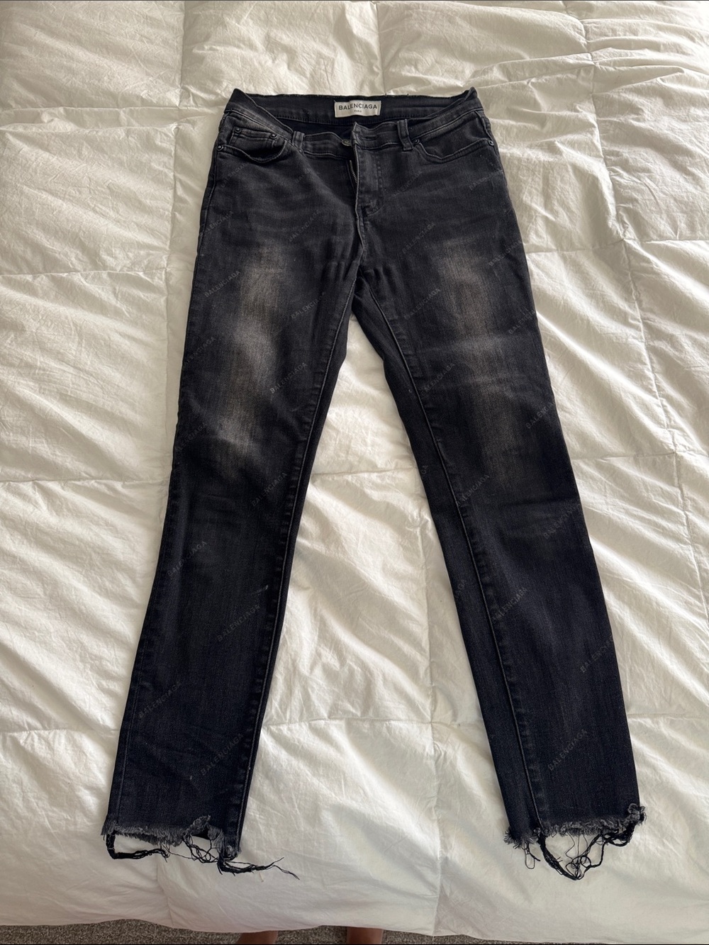 Balenciaga Black Skinny Jeans with Frayed Hem